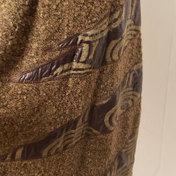 Vintage Moshita Couture 2 Piece Brown Outfit w/Faux Fur Collar and Trim, Size 16 - Picture 7 of 16